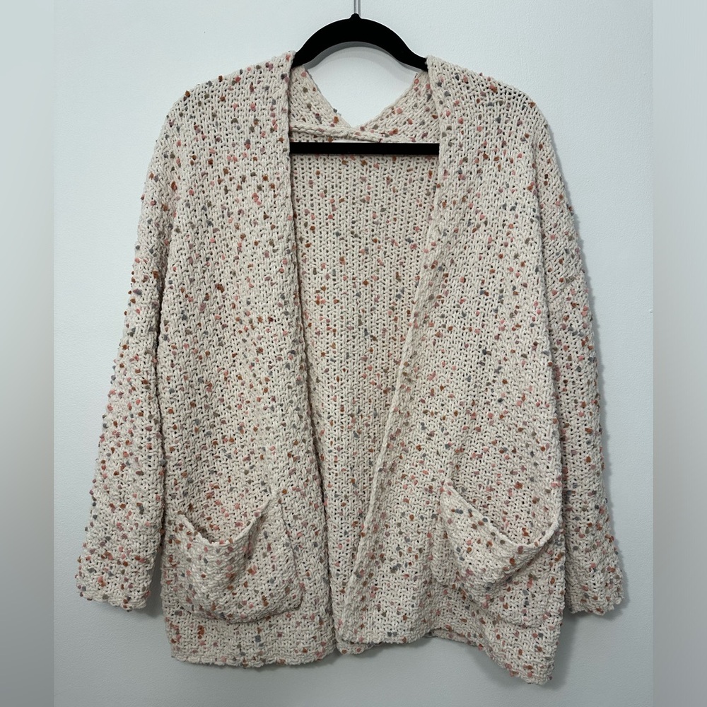 Moon & Madison Women’s Open Front Cream Knit Sweater Size XS